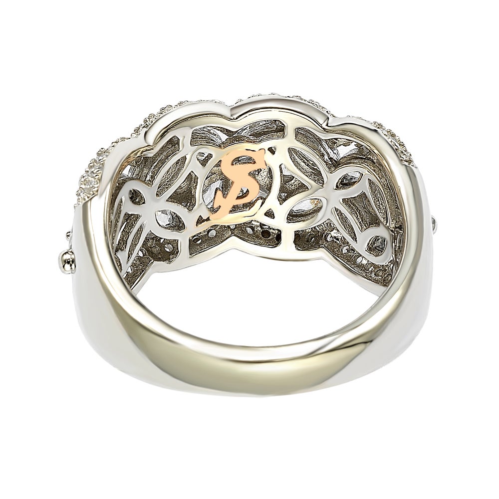 Suzy Levian Sterling Silver White Cubic Zirconia Flower Ring