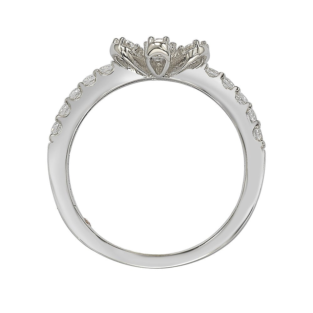 Suzy Levian Sterling Silver White Cubic Zirconia Flower Ring