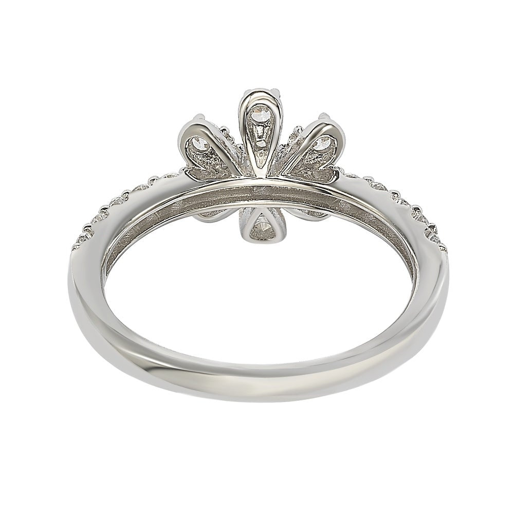 Suzy Levian Sterling Silver White Cubic Zirconia Flower Ring