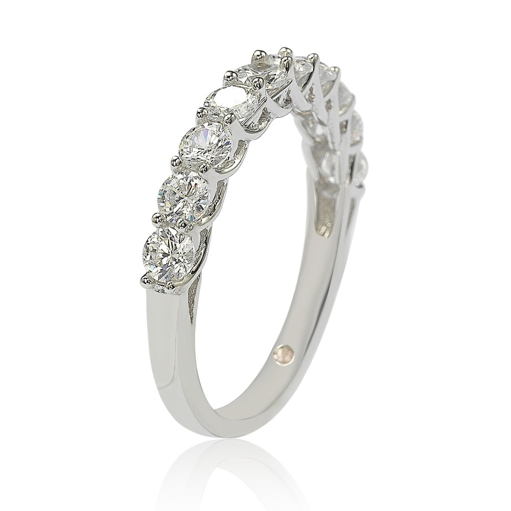 Suzy Levian Sterling Silver White Cubic Zirconia Half Band