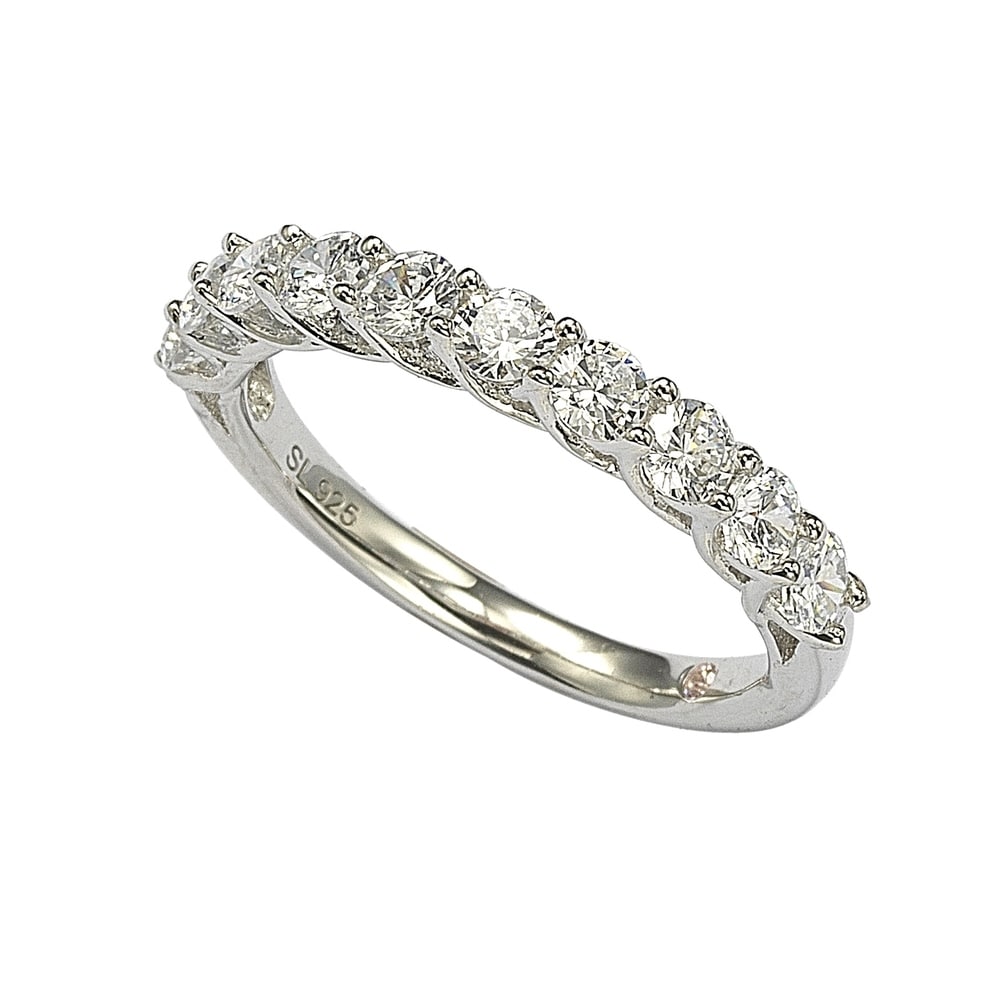 Suzy Levian Sterling Silver White Cubic Zirconia Half Band