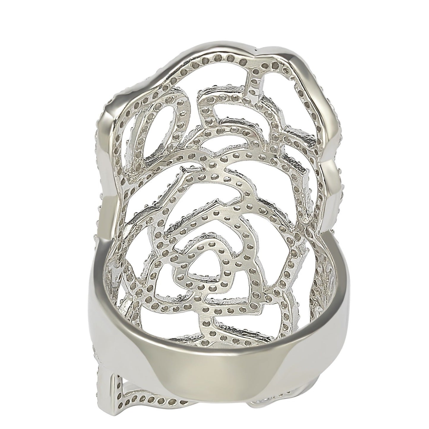 Suzy Levian Sterling Silver White Cubic Zirconia Knuckle Flower Ring