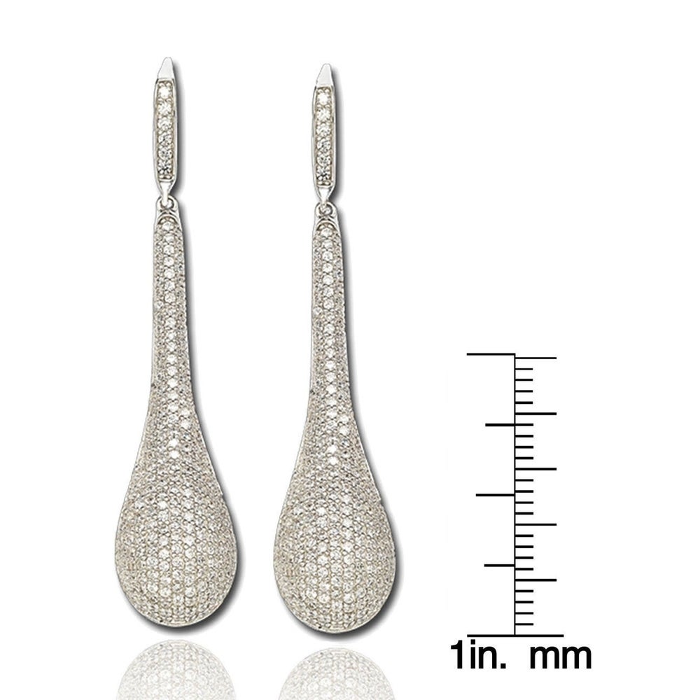 Suzy Levian Sterling Silver White Cubic Zirconia Teardrop Earrings
