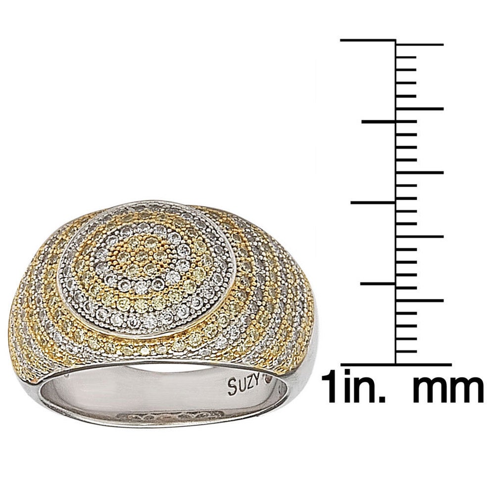 Suzy Levian Sterling Silver White & Yellow Circle Cubic Zirconia Ring
