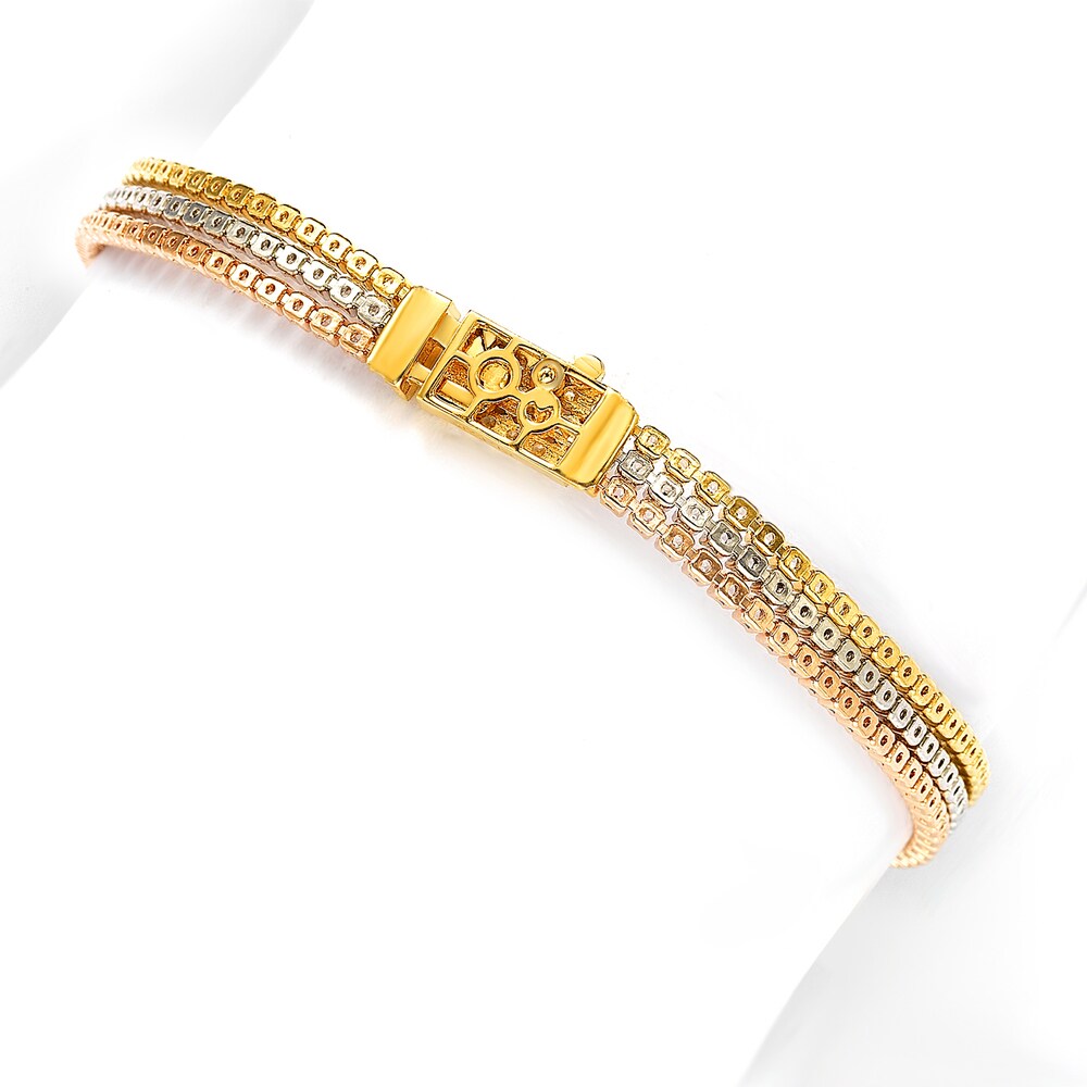 Suzy Levian Tri-Tone Sterling Silver Cubic Zirconia Bracelet