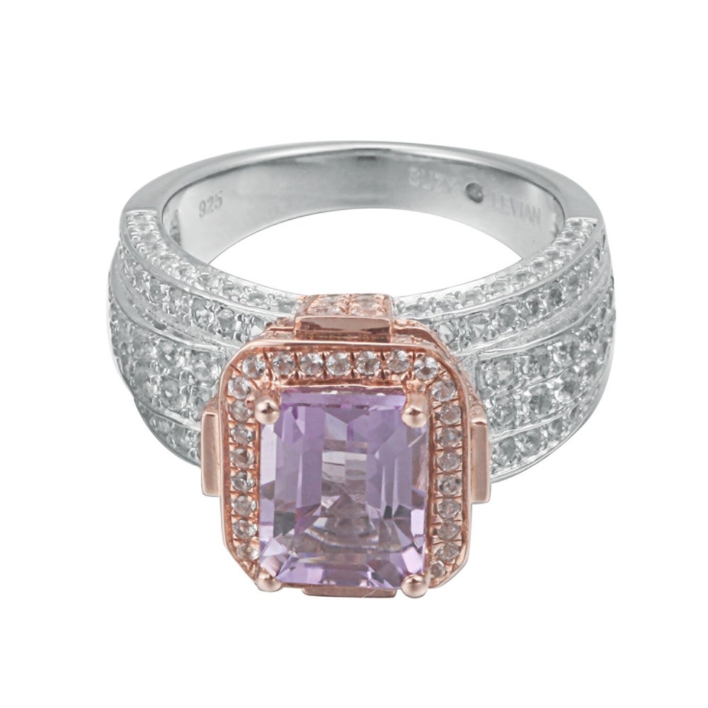 Suzy Levian Two-Tone Sterling Silver 4.88 TCW Purple Amethyst