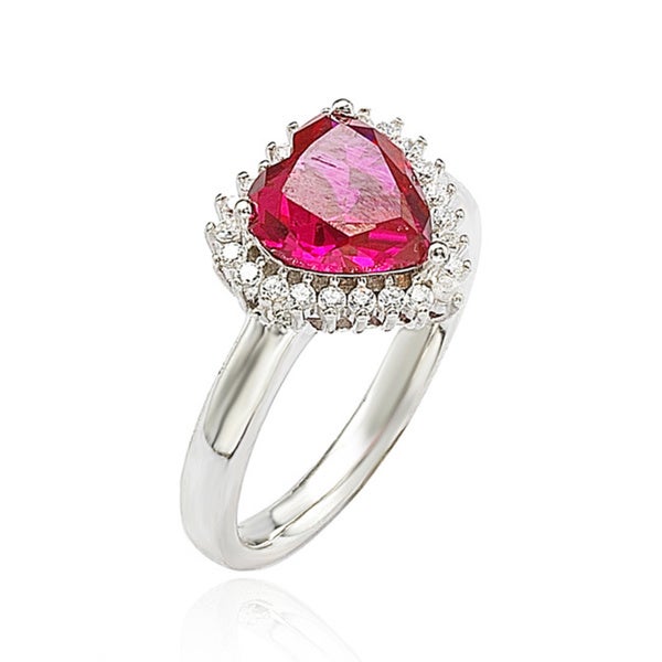 Suzy Levian Valentine's Day Sterling Silver Cubic Zirconia Engagement Ring