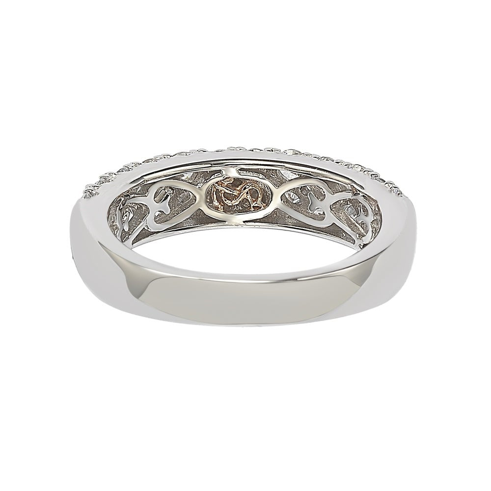Suzy Levian White Cubic Zirconia in Sterling Silver Pave Half Eternity Ring