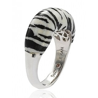 Suzy Levian Wild Side Sterling Silver Cubic Zirconia White Tiger Ring