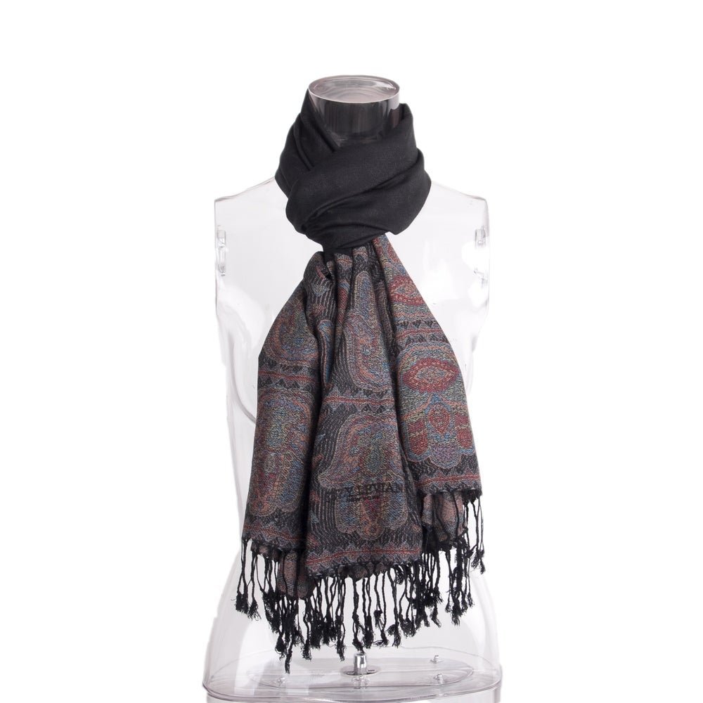 Suzy Levian Women's Lightweight Hamsa Black Scarf