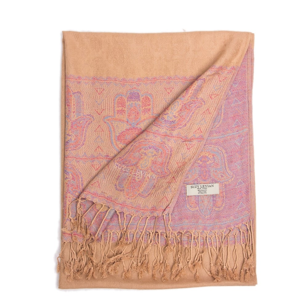 Suzy Levian Women's Lightweight Hamsa Camel Scarf