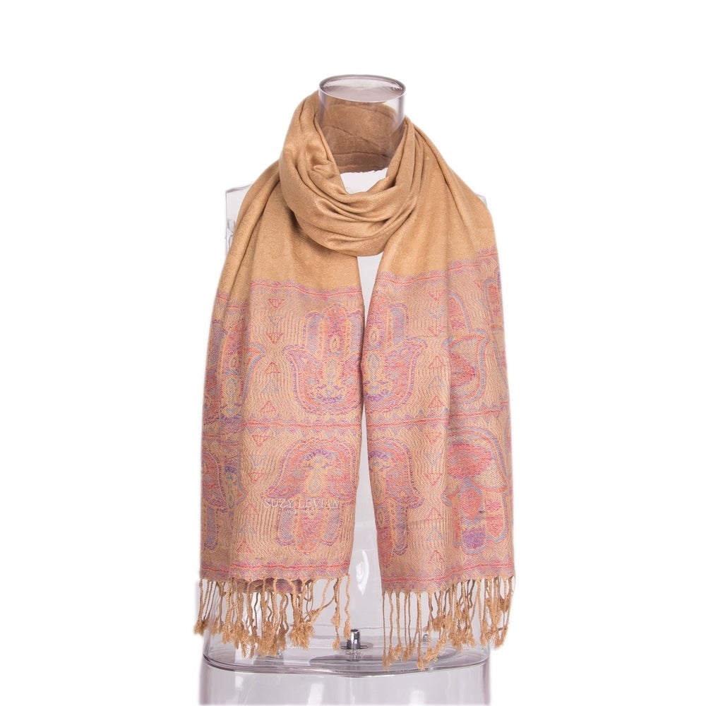 Suzy Levian Women's Lightweight Hamsa Camel Scarf