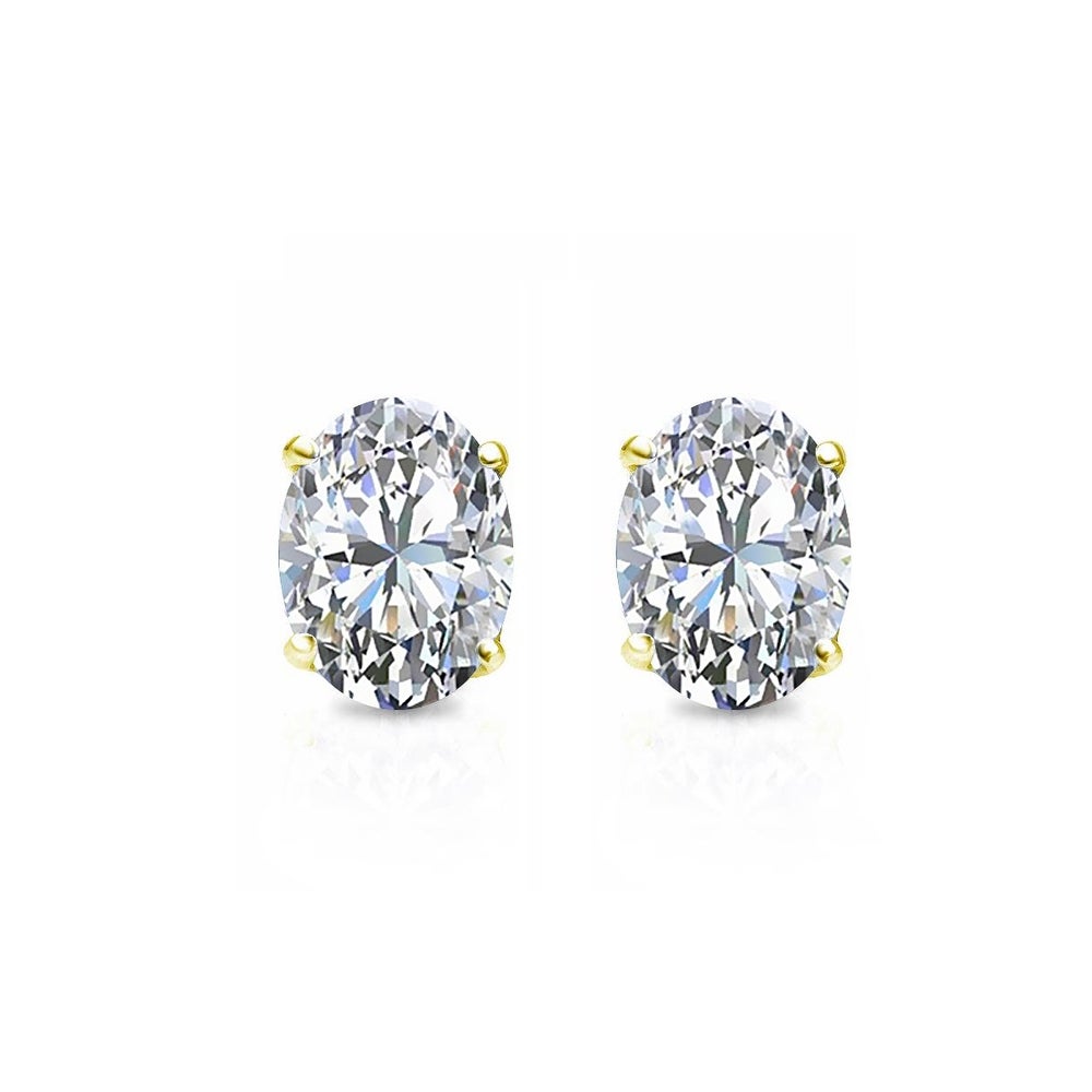 Suzy Levian Yellow Sterling Silver Oval Cut 1.50cttw Cubic Zirconia Earring Studs