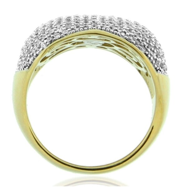 Suzy Levian Yellow Sterling Silver Pave Cubic Zirconia Modern Pave Ring