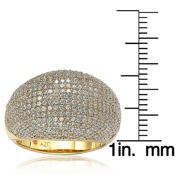 Suzy Levian Goldplated Sterling Silver Pave Dome Cubic Zirconia Ring