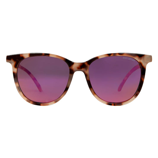 Suzy Levian Women's Beige Tortoise Square Pink Mirrored Lens Sunglasses