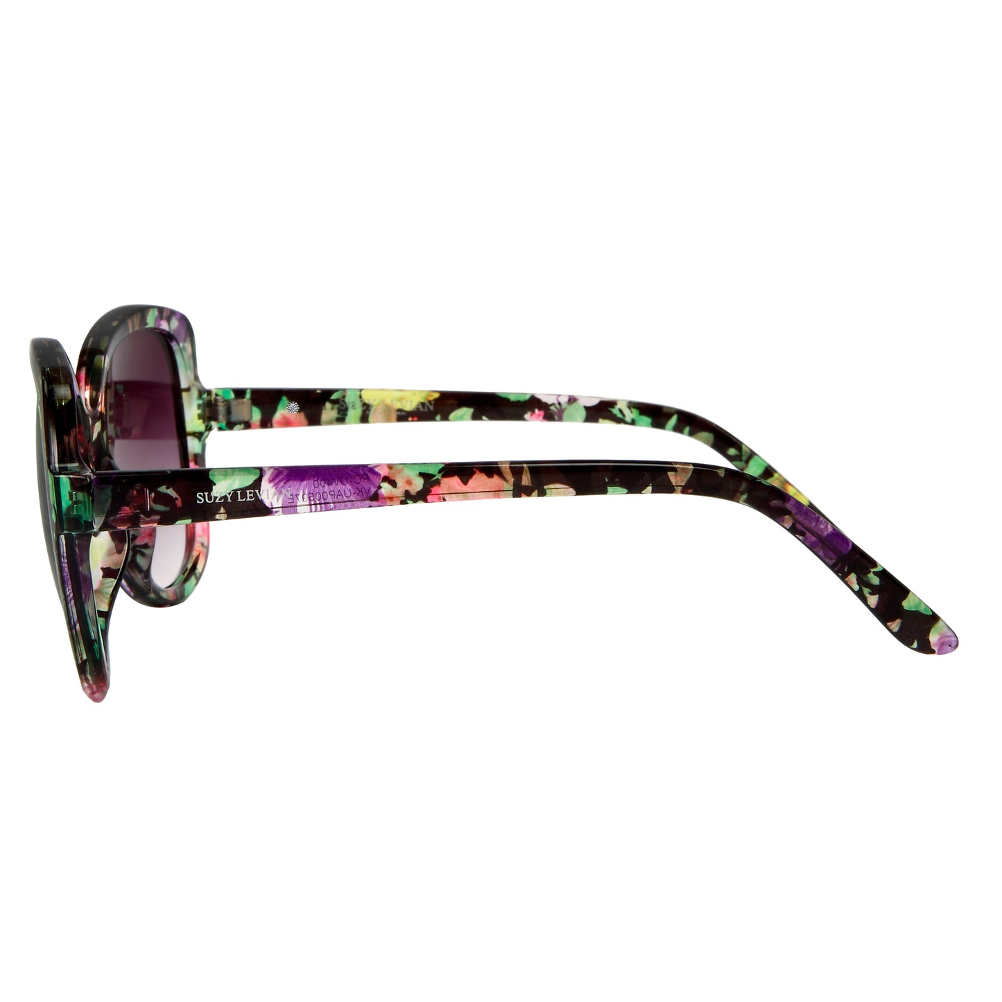 Suzy Levian Women's Black Floral Oversize Lens Sunglasses