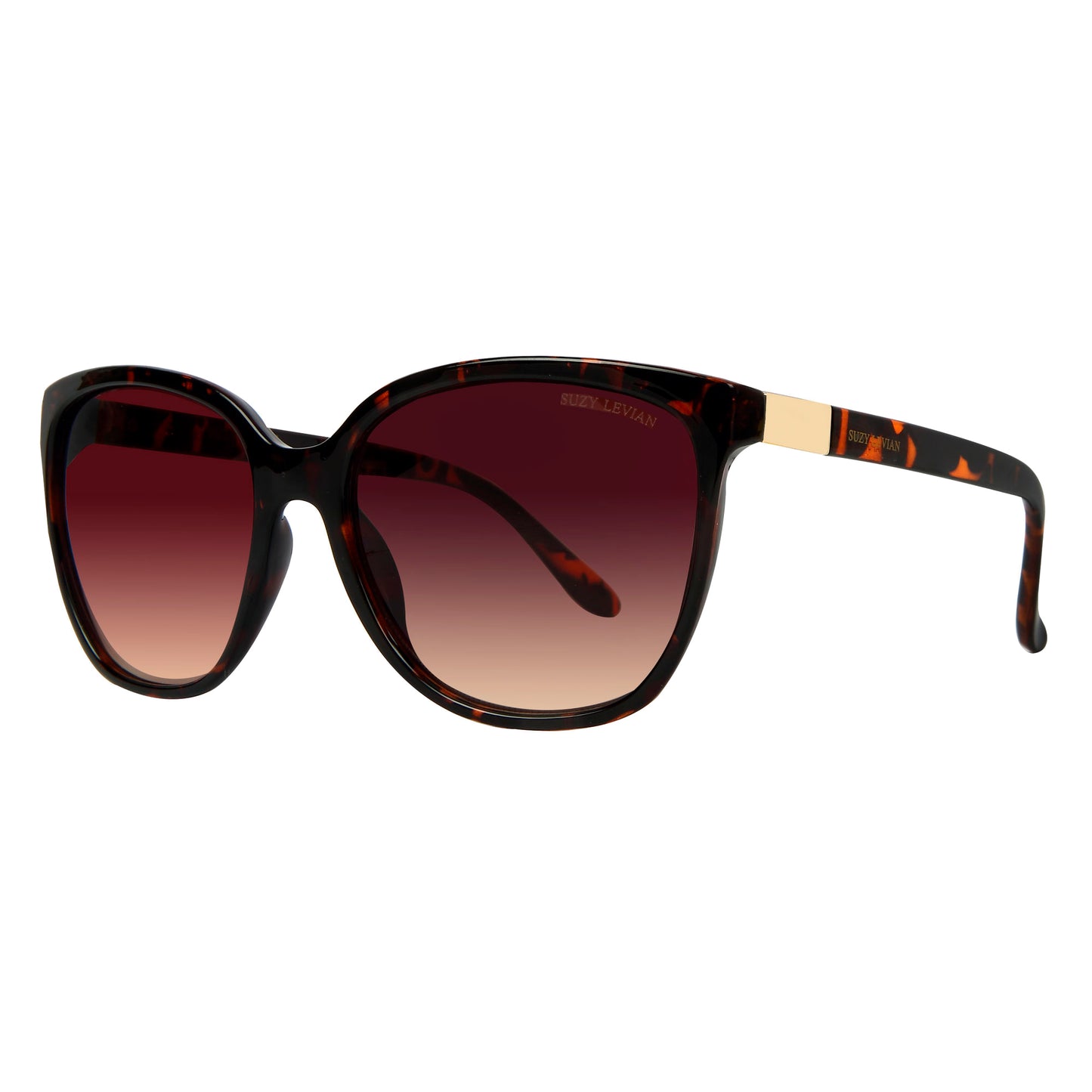 Suzy Levian Women's Brown Tortoise Gold Accent Sunglasses