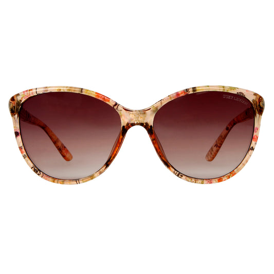 Suzy Levian Women's Pink Floral Gold Trellis Accent Sunglasses