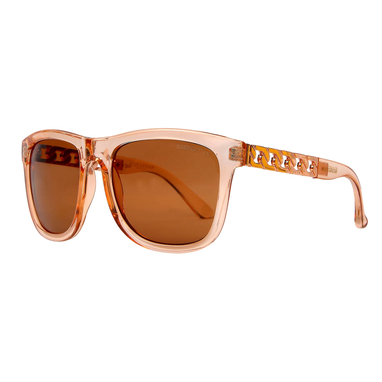 Suzy Levian Women's Pink Clear Rose Gold Chain Accent Sunglasses