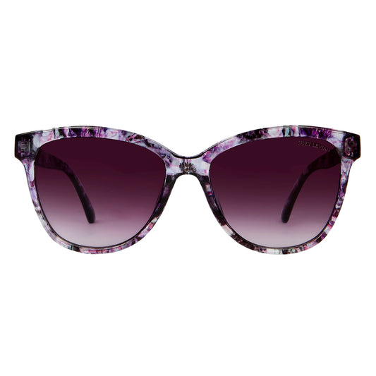 Suzy Levian Women's Purple Tortoise Square Lens Cat-Eye Sunglasses