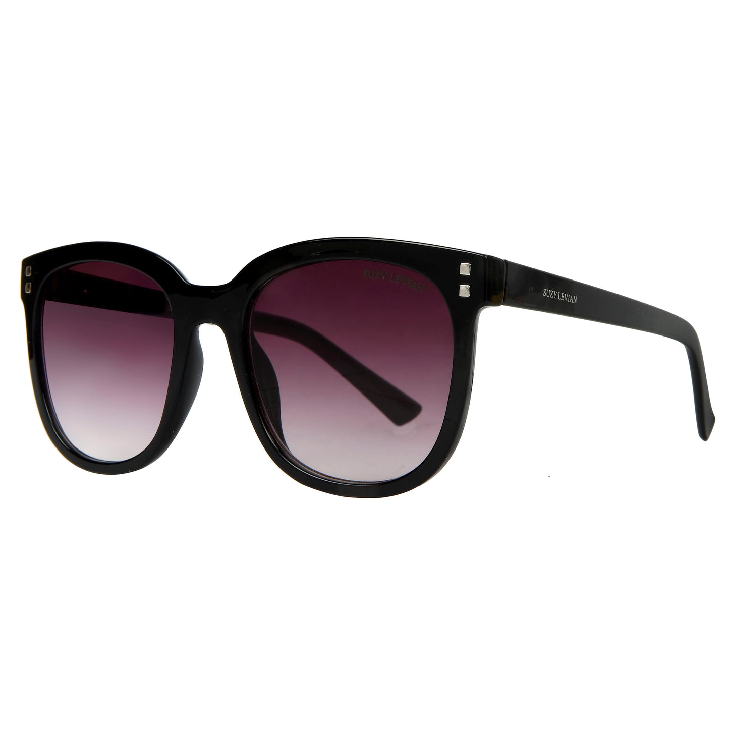 Suzy Levian Women's Black Square Lens Silver Accent Sunglasses