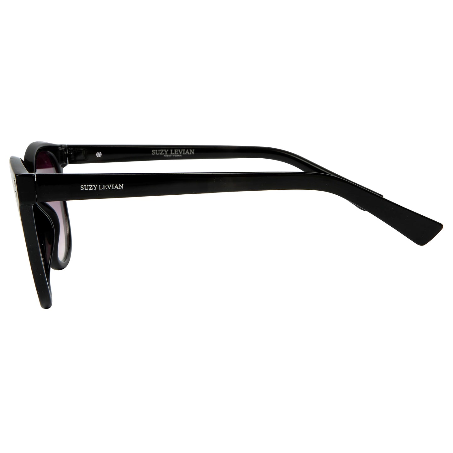 Suzy Levian Women's Black Square Lens Silver Accent Sunglasses