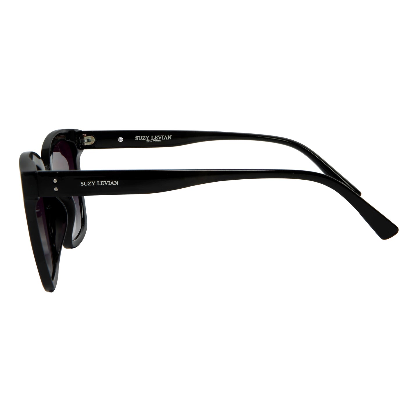 Suzy Levian Women's Black Oversize Square Lens Silver Accent Sunglasses