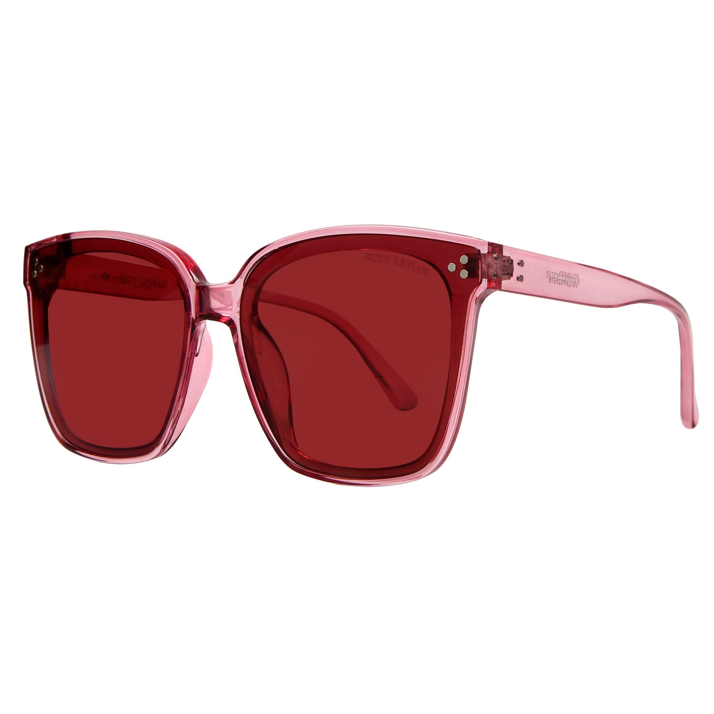 Suzy Levian Women's Light Pink Oversize Square Lens Silver Accent Sunglasses