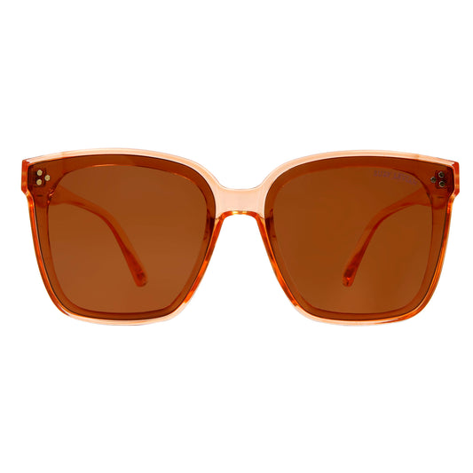 Suzy Levian Women's Pink Clear Oversize Square Lens Gold Accent Sunglasses