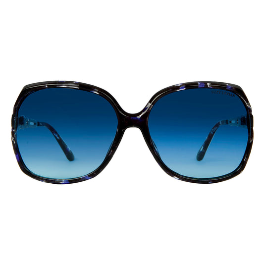 Suzy Levian Women's Blue Oversize Silver Chain Accent Sunglasses