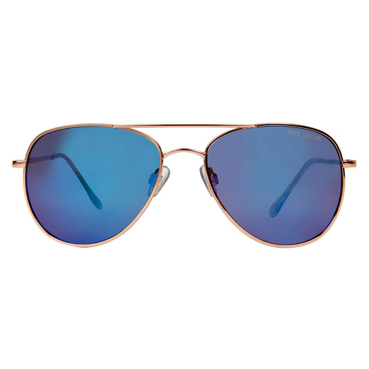Suzy Levian Women's Blue Reflector Mirrored Aviator Classic Gold Frame Sunglasses