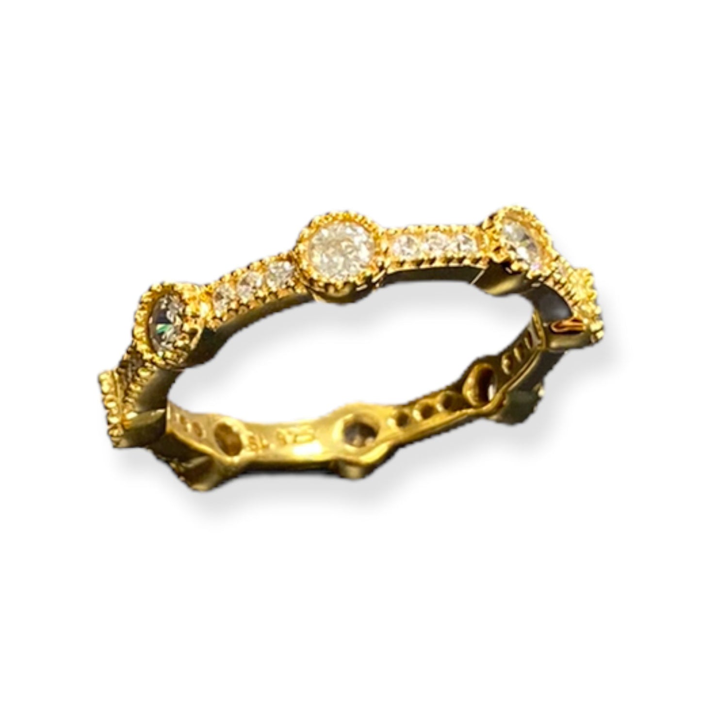 Suzy Levian Stackable Yellow Sterling Silver Cubic Zirconia Round Ring
