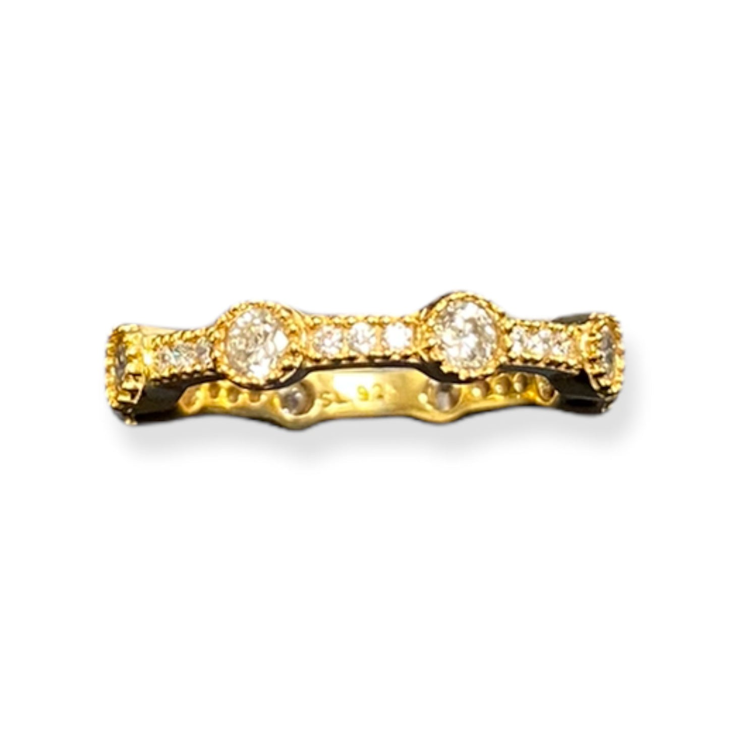 Suzy Levian Stackable Yellow Sterling Silver Cubic Zirconia Round Ring