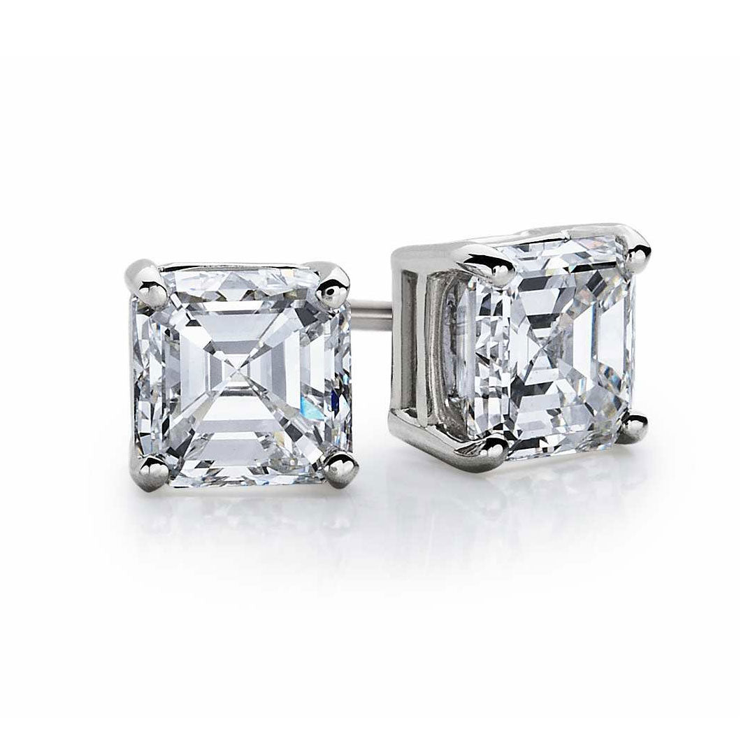 Sterling silver asscher-cut cubic zirconia stud earrings