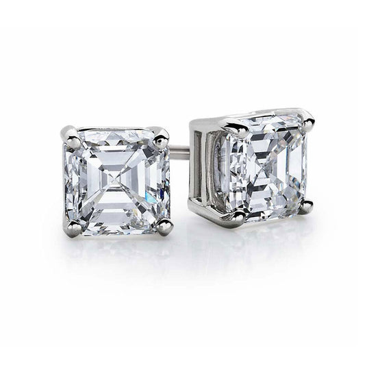 Sterling silver asscher-cut cubic zirconia stud earrings