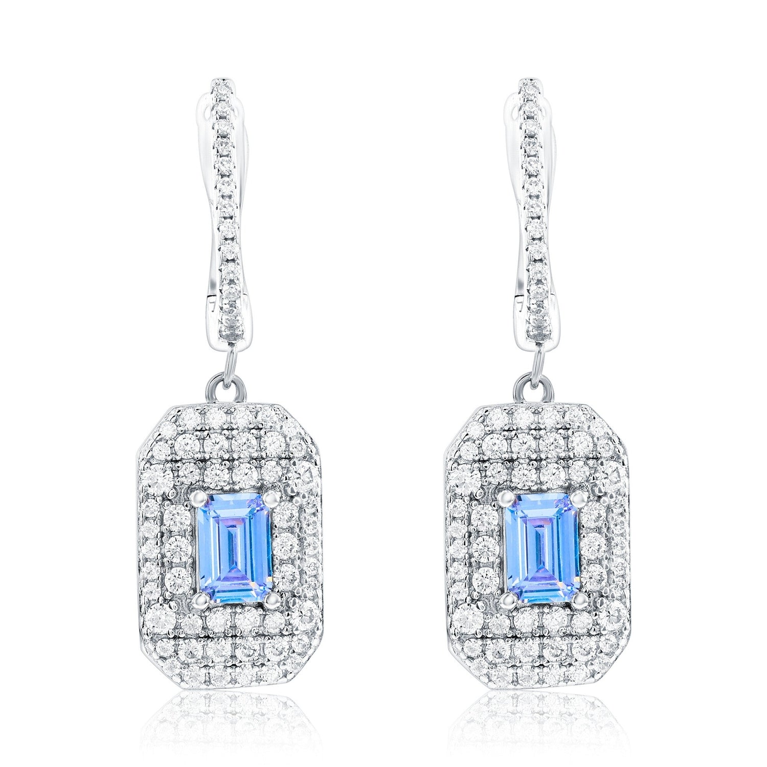 Suzy Levian aqua blue drop earrings for summer blue jewelry styling