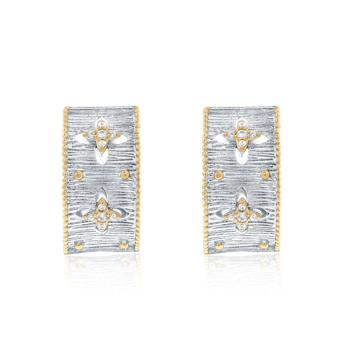 Sterling silver huggie earrings with white cubic zirconia