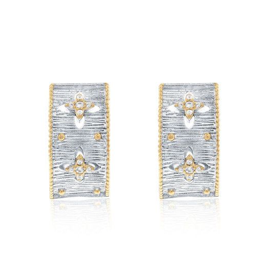 Sterling silver huggie earrings with white cubic zirconia