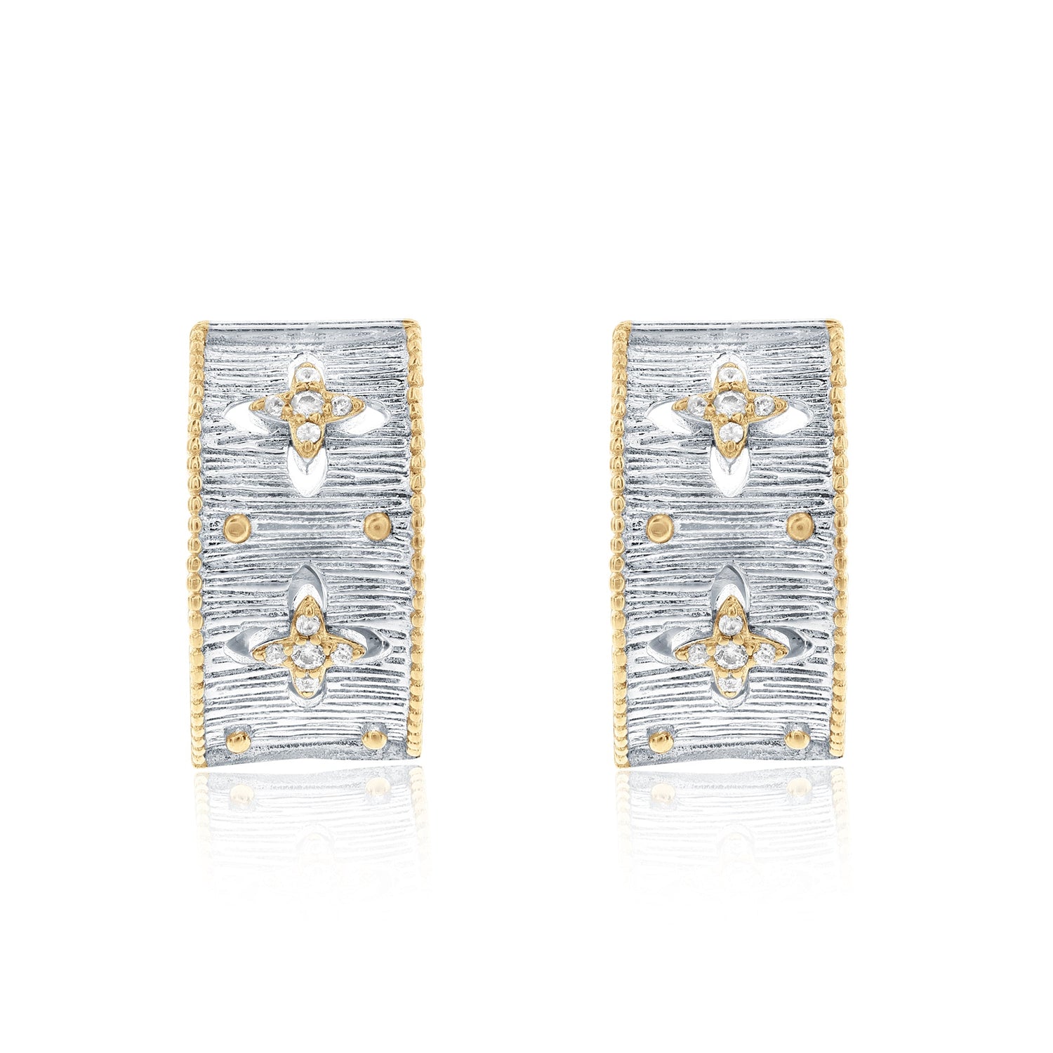 Sterling silver huggie earrings with white cubic zirconia