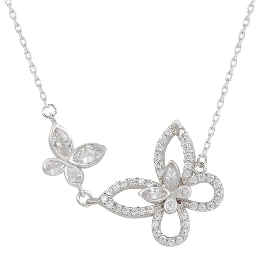 Sterling silver double butterfly necklace