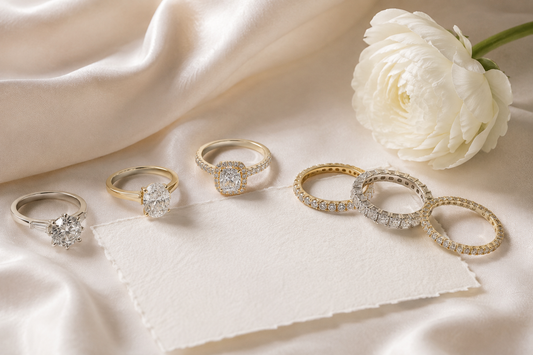 Engagement Ring vs. Eternity Band: How the Two Styles Work Together - Suzy Levian editorial lifestyle cover