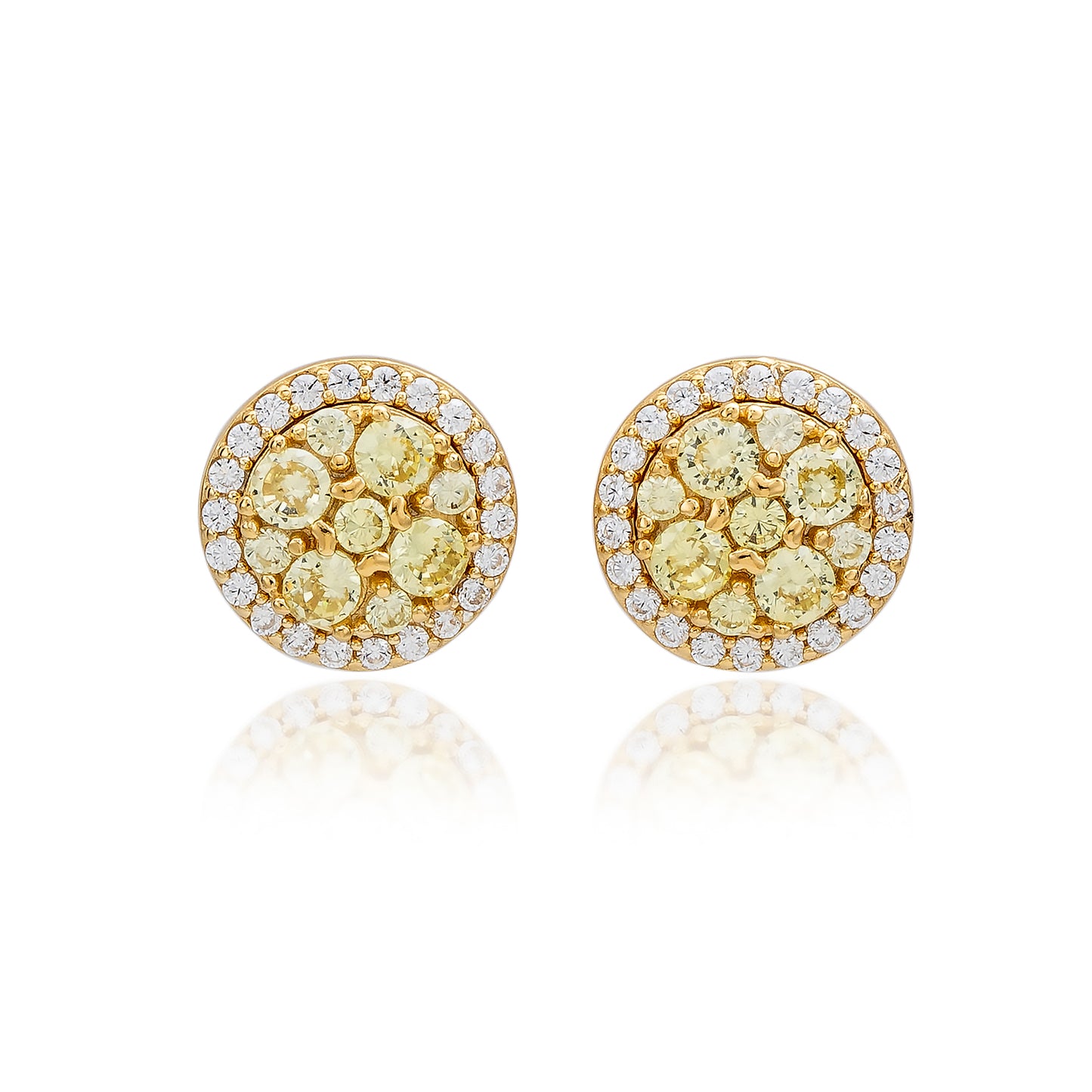 Suzy Levian Yellow Sterling Silver Yellow Cubic Zirconia Cluster Earrings