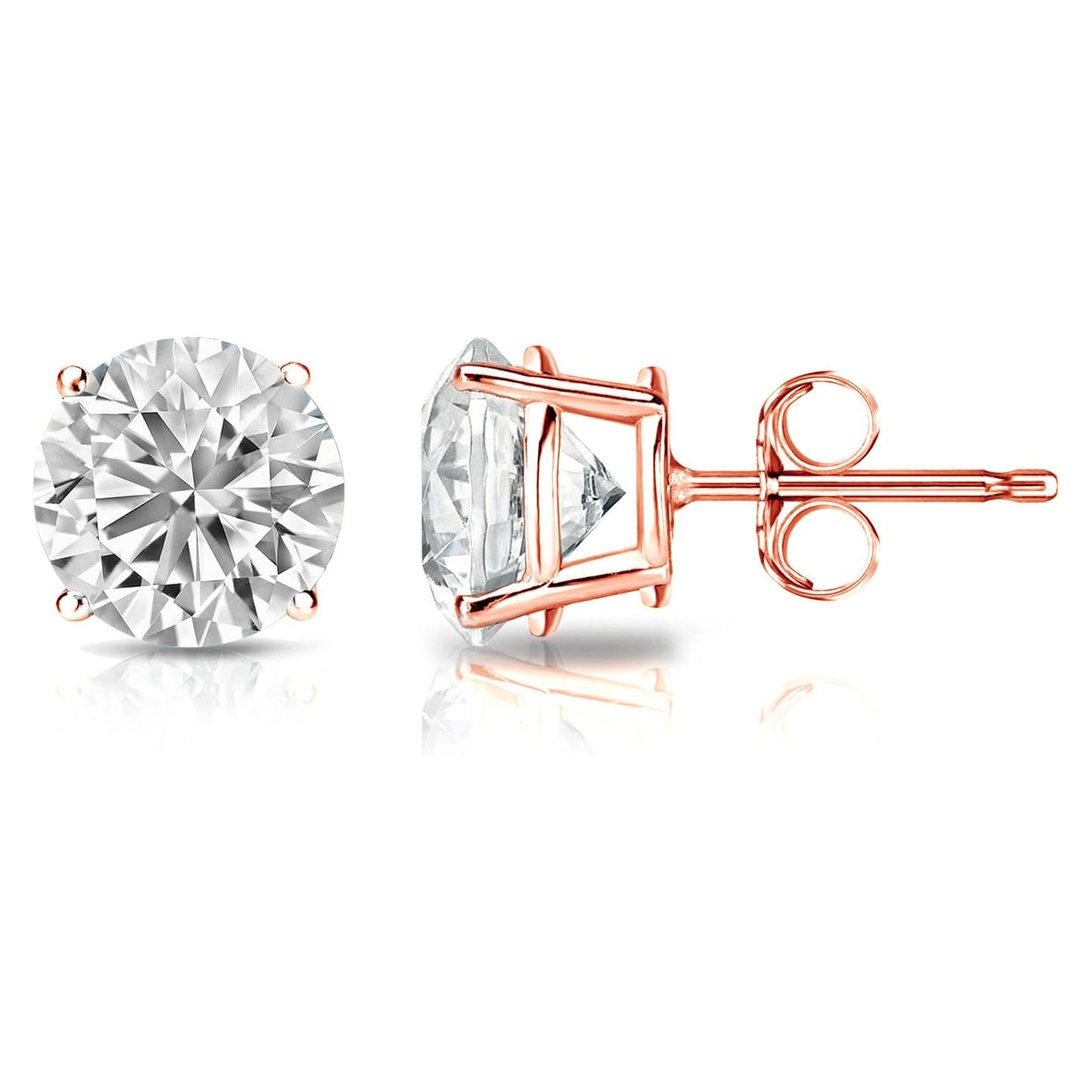 Suzy Levian Rose Sterling Silver Round-Cut Cubic Zirconia Earring Studs 6.5mm 2cttw