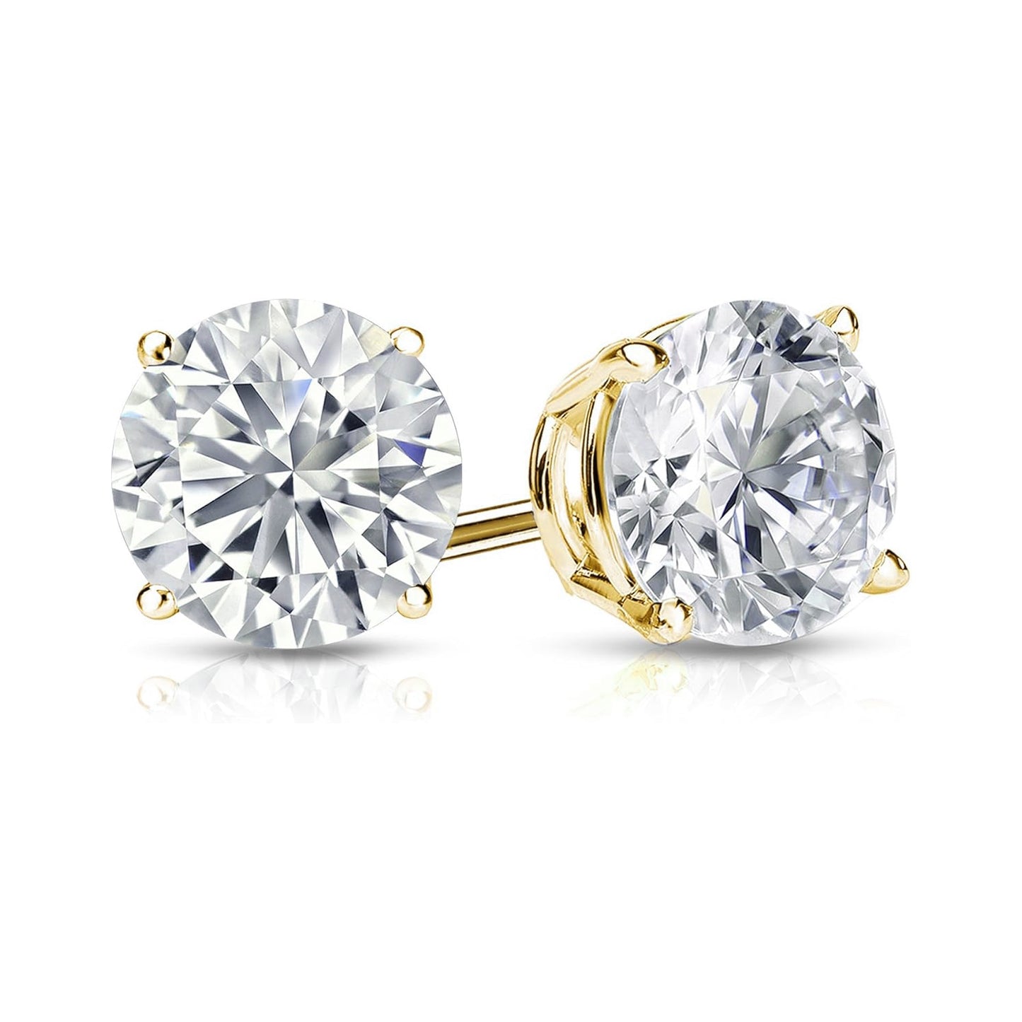 Suzy Levian Yellow Sterling Silver Round-Cut Cubic Zirconia Earring Studs 6.5mm 2cttw