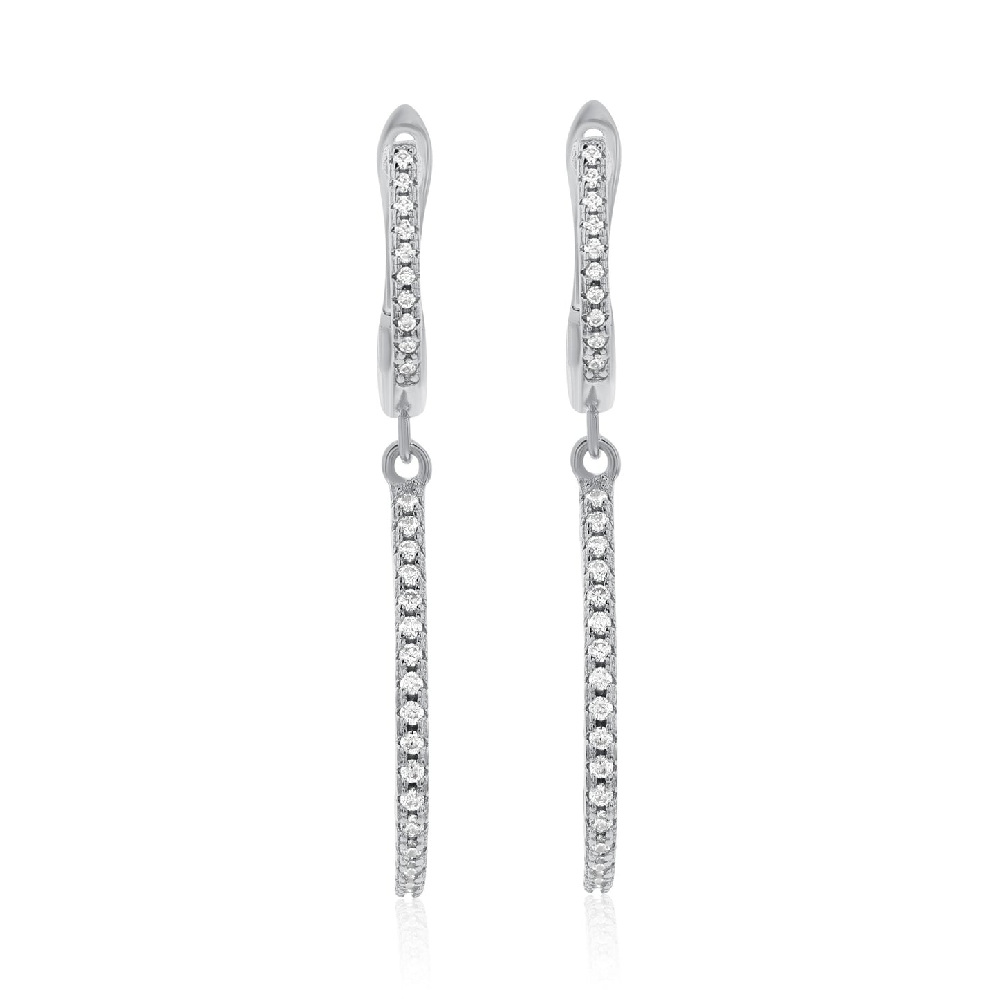 Suzy Levian Sterling Silver White Cubic Zirconia Pear Shape Drop Earrings