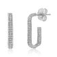 Suzy Levian Sterling Silver & White Cubic Zirconia Pave Open Paperclip Hoop Earrings