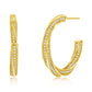 Suzy Levian Yellow Sterling Silver & White Cubic Zirconia Pave Twisted Hoop Earrings