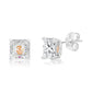 Suzy Levian White Sterling Silver Asscher-Cut Cubic Zirconia 8mm 4 cttw Stud Earrings