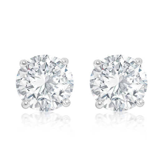 Suzy Levian Sterling Silver Round-Cut Cubic Zirconia Earring Studs 8mm 4 cttw